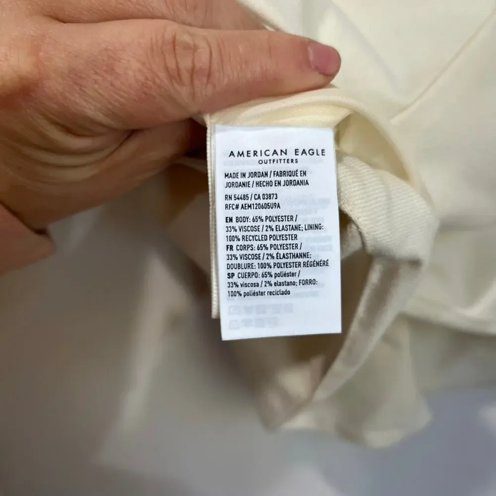 American Eagle Cropped Blazer Size M Ivory Double Breasted Office Chic - Picture 8 of 10